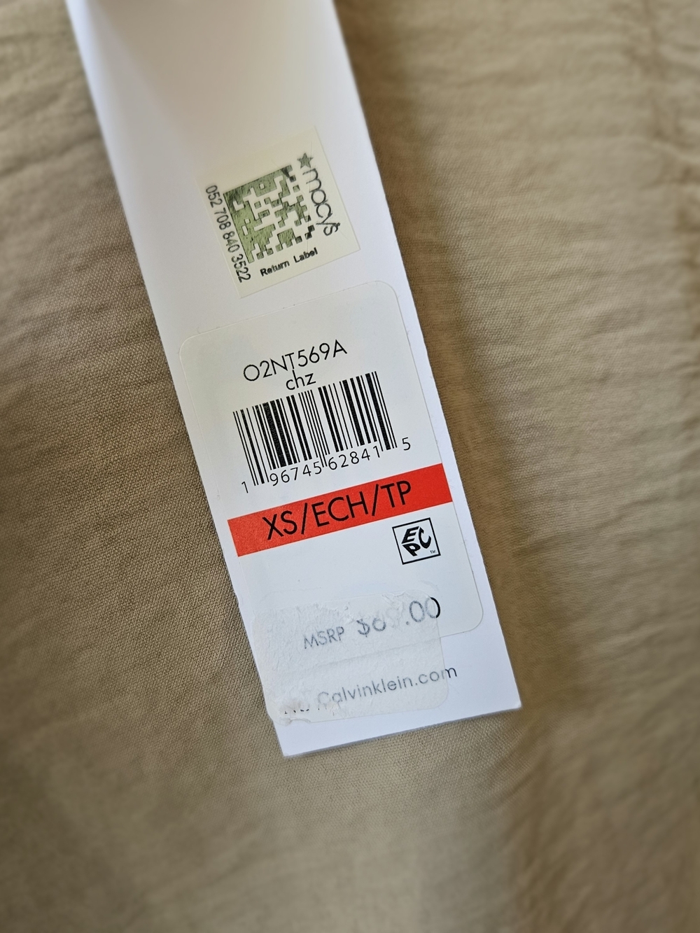 NWT Calvin Klein Beige Long Sleeve Cropped Button Front Top Blouse XS - Picture 8 of 16